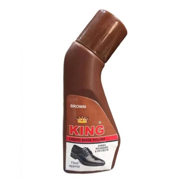 king liquid shoe polish brown color – premium leather shoe polish with quick dry formula, built in sponge applicator