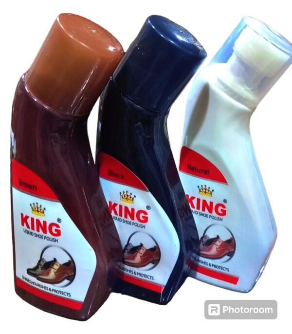king liquid shoe polish set of 3 – black, brown & natural color (75ml each)