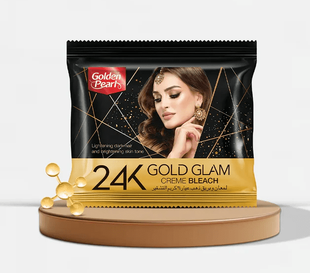 Golden Pearl 24K Gold Glam Cream Bleach available at Gardezi Mart for skin brightening and smooth, radiant skin.