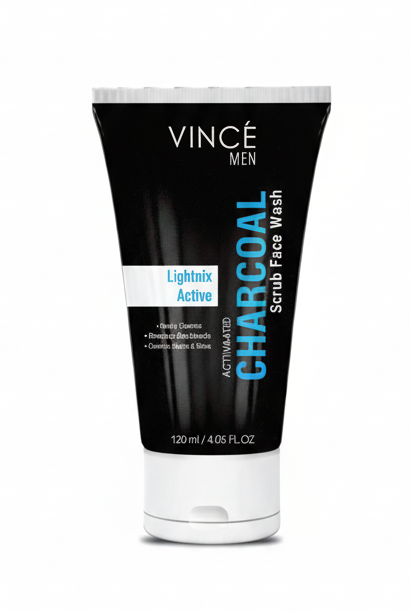 Vince Charcoal Scrub Face Wash for Men 120ml – Deep Cleansing & Exfoliating Facial Cleanser