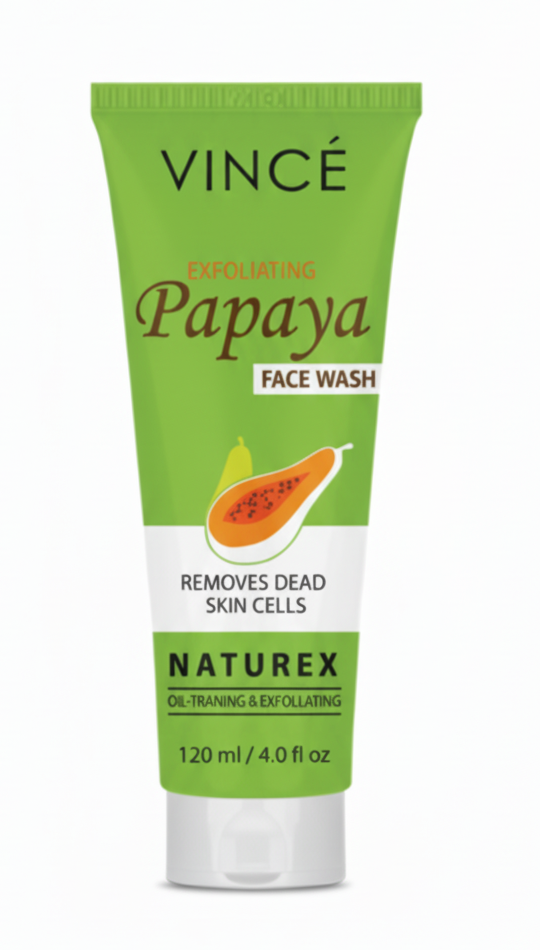 Vince Exfoliating Papaya Face Wash 120ml – Brightening & Gentle Exfoliating Cleanser