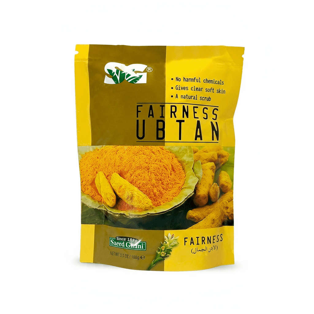 Fairness Ubtan Pouch 100gm by Saeed Ghani Herbal Whitening Ubtan for Glowing Skin Available at Gardezi Mart