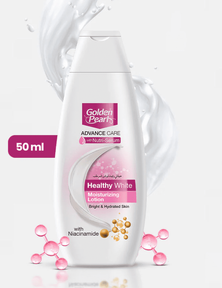 Golden Pearl Healthy White Advance Care Moisturizing Lotion 50ml available at Gardezi Mart for soft, nourished, and glowing skin.