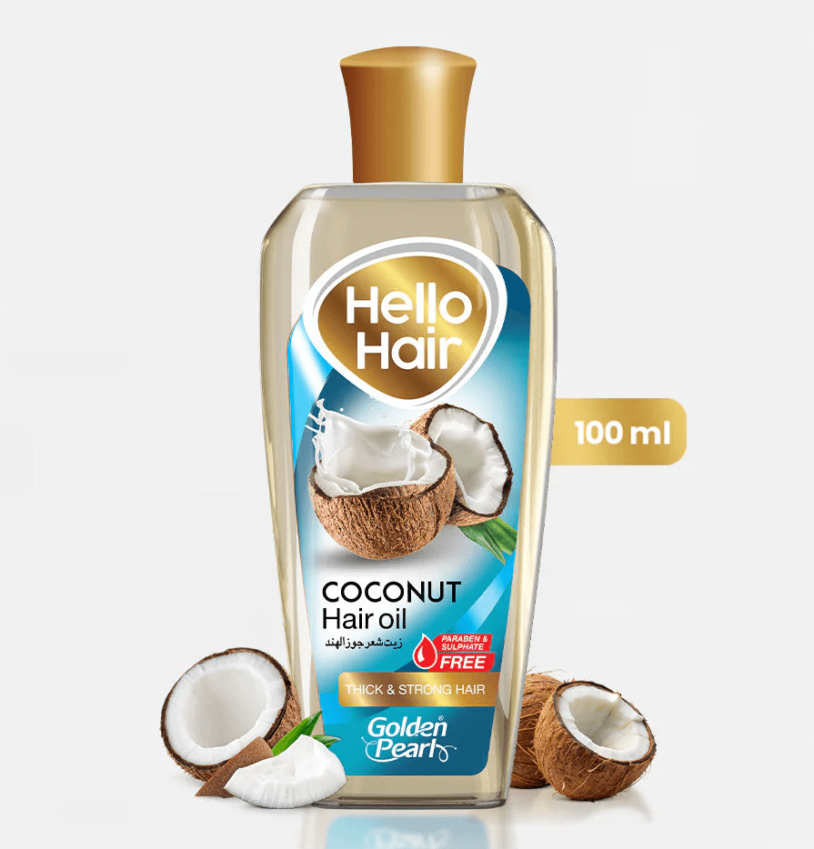 Golden Pearl Hello Hair Coconut Hair Oil 100ml available at Gardezi Mart for nourished and healthy hair.
