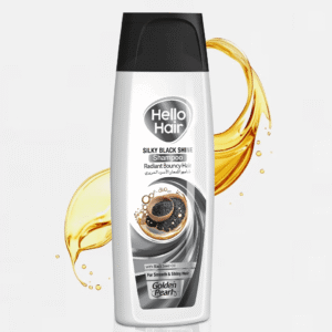 Golden Pearl Hello Hair Silky Black Shine Shampoo 75ml available at Gardezi Mart for smooth, shiny, and healthy hair.