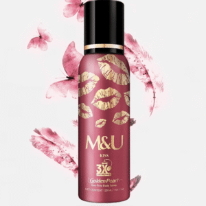 Golden Pearl Kiss Gas Free Body Spray available at Gardezi Mart for long-lasting freshness and alluring fragrance.