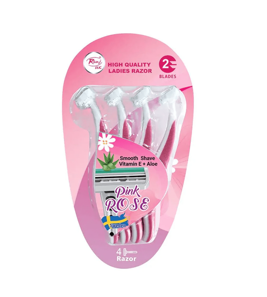 Rivaj Ladies Pink Rose Razor (Pack of 4) – smooth shaving razors for women