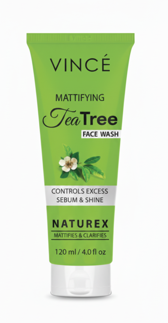 Vince Mattifying Tea Tree Face Wash 120ml – Oil Control & Acne-Fighting Facial Cleanser