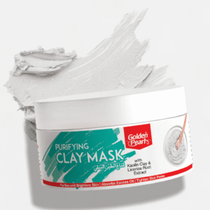 "Golden Pearl Purifying Organic Clay Mask 75ml available at Gardezi Mart for deep cleansing, detox, and healthy skin."