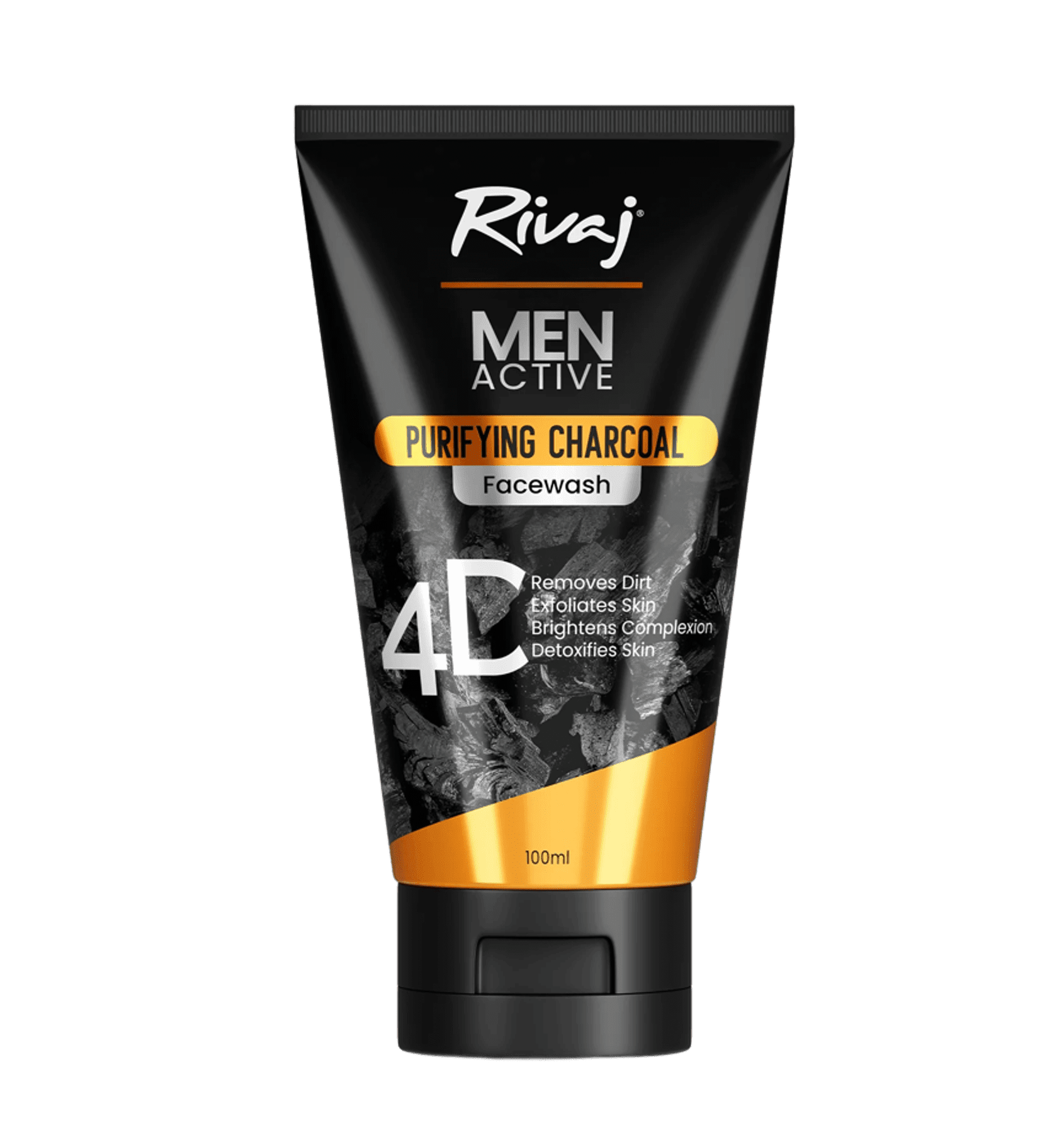 Rivaj Men Pure & Matte Charcoal Face Wash 150ml – deep cleansing oil-control face wash for men