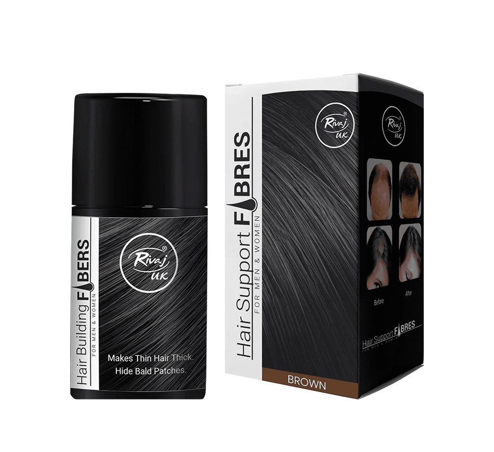 Rivaj Brown Building Fibers Hair Color 25g – instant hair thickening and coloring fibers