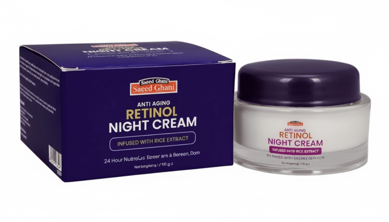 Saeed Ghani Retinol Anti-Aging Cream 40gm – reduces wrinkles and fine lines for youthful, radiant skin available at Gardezi Mart.