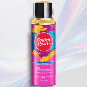 "Golden Pearl Romance Body Spray available at Gardezi Mart for long-lasting, refreshing, and captivating fragrance."