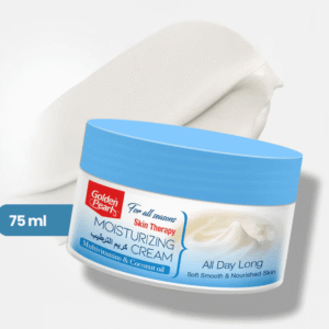 "Golden Pearl Skin Therapy Moisturizing Cream with Multivitamins & Coconut Oil 75ml available at Gardezi Mart for hydrated and glowing skin."
