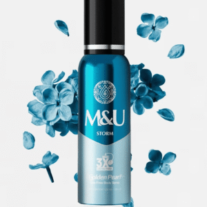 "Golden Pearl Storm Gas Free Body Spray available at Gardezi Mart for long-lasting masculine fragrance and freshness."