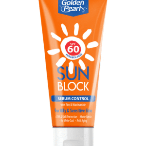 "Golden Pearl Sun Block Sebum Control SPF 60 40ml available at Gardezi Mart for oil-free and matte sun protection."