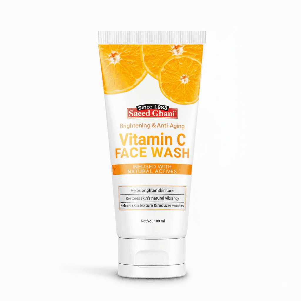Saeed Ghani Vitamin C Face Wash 100ml – brightening and cleansing face wash for fresh, radiant, and smooth skin – available at Gardezi Mart.